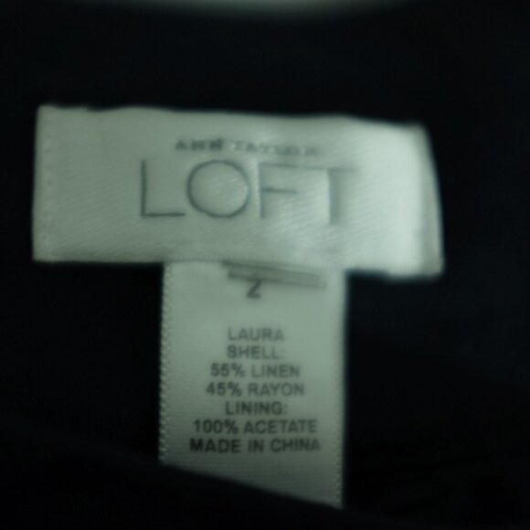 Loft navy linen blend side zipper wide leg pants size 2 - Picture 11 of 11